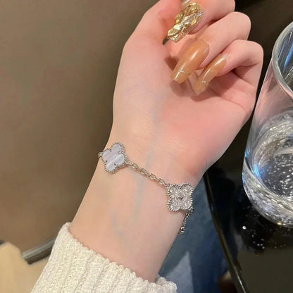 [Mysitc ]New  CLOVER 5 MOTIF PURPLE CHALCEDONY BRACELET COLLECTION