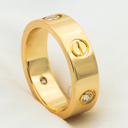 Mystic LOVE RING 5.5MM 3 DIAMONDS PINK GOLD