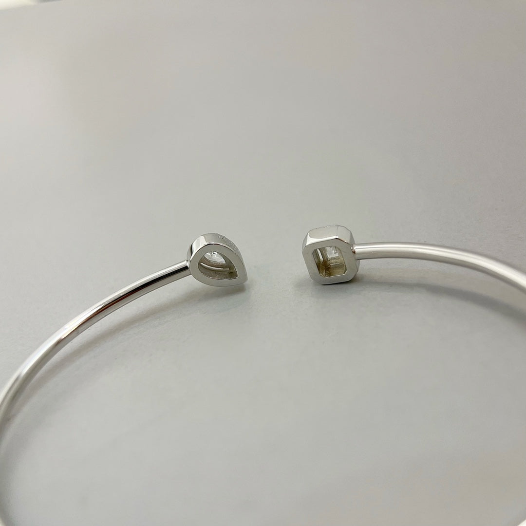 [Mystic ]JONC FLEX MY TWIN TOI & MOI SILVER DIAMOND BRACELET