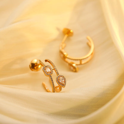 [Mystic ]CREOLES MY TWIN 2 RANGS SILVER DIAMOND EARRINGS