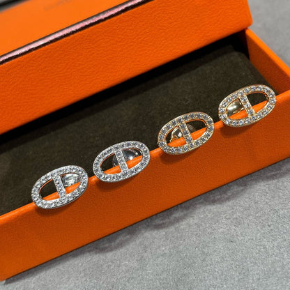 Mystic HM Vollständig Diamant Schweineschnauze Nasenstecker Ohrringe