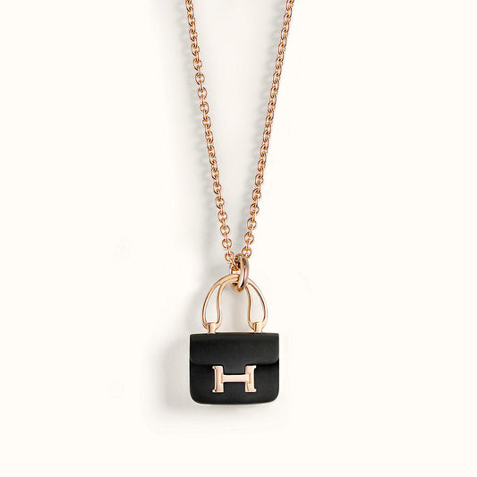 Mysitc CONSTANCE BLACK PEDANT PINK GOLD NECKLACE