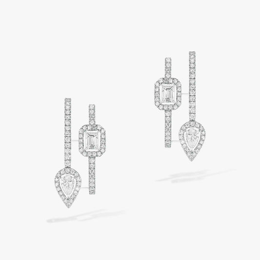 [Mystic ]CREOLES MY TWIN 2 RANGS SILVER DIAMOND EARRINGS