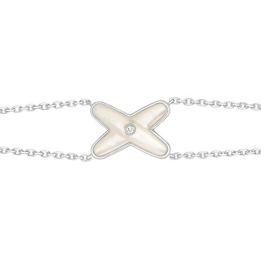 Mysitc JEUX BRACELET WHITE MOP SILVER 1 DIAMOND
