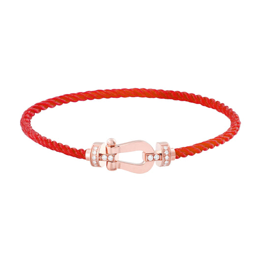 Mytische FORCE 10 HALBER DIAMANT ROSÉGOLD ROTES KORDELBAND GROSSES UND MITTLERES MODELL