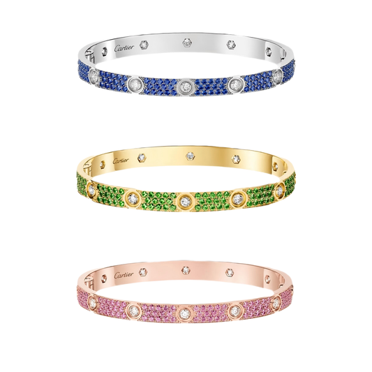 [Mysitc ] 2026 PAVE GEMSTONE LOVE BRACELET 6.1MM 10 DIAMONDS