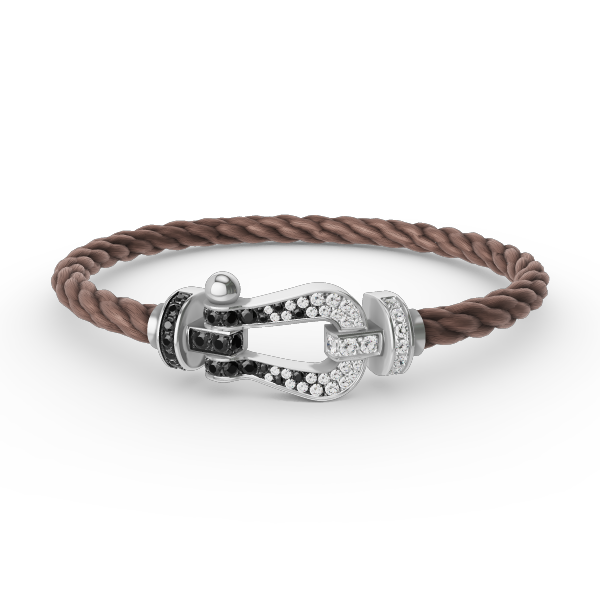 Mysitc FORCE GROSSES HUFEISEN SCHWARZ WEISS DIAMANT ARMBAND SILBER
