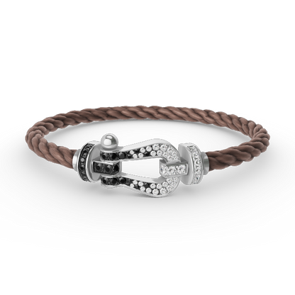 Mysitc FORCE GROSSES HUFEISEN SCHWARZ WEISS DIAMANT ARMBAND SILBER