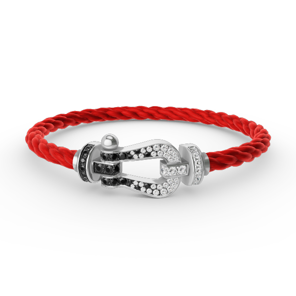 Mysitc FORCE GROSSES HUFEISEN SCHWARZ WEISS DIAMANT ARMBAND SILBER