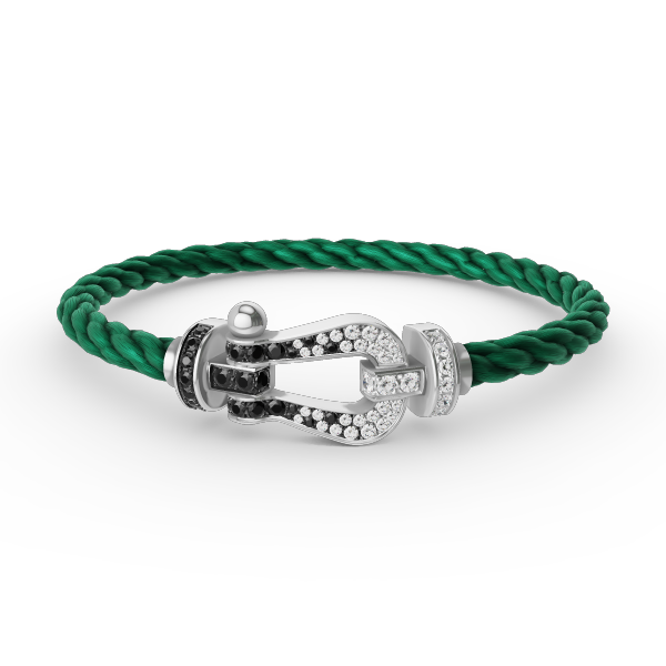 Mysitc FORCE GROSSES HUFEISEN SCHWARZ WEISS DIAMANT ARMBAND SILBER