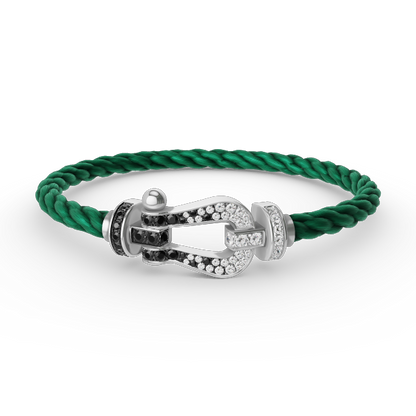 Mysitc FORCE GROSSES HUFEISEN SCHWARZ WEISS DIAMANT ARMBAND SILBER