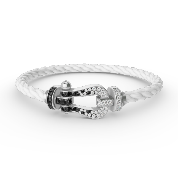 Mysitc FORCE GROSSES HUFEISEN SCHWARZ WEISS DIAMANT ARMBAND SILBER