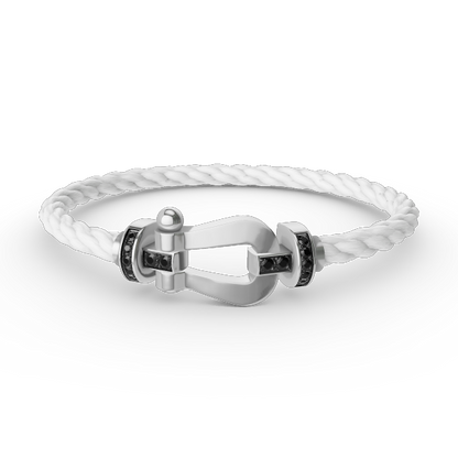 Mystic FORCE GROSSES HUFEISEN SCHWARZER DIAMANT ARMBAND SILBER