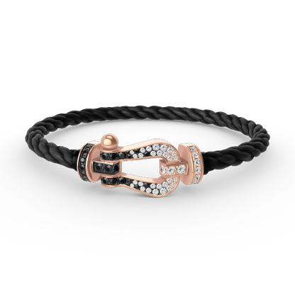 Mystic FORCE GROSSES HUFEISEN SCHWARZ WEISS DIAMANT ARMBAND ROSÉGOLD