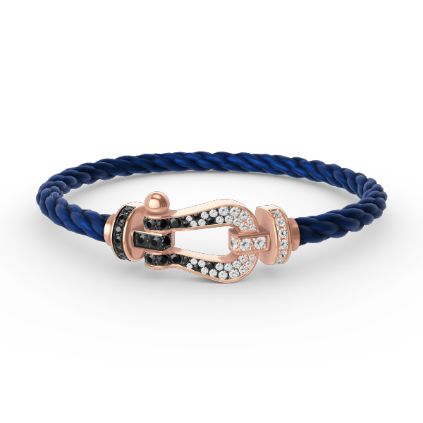 Mystic FORCE GROSSES HUFEISEN SCHWARZ WEISS DIAMANT ARMBAND ROSÉGOLD