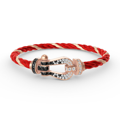 Mystic FORCE GROSSES HUFEISEN SCHWARZ WEISS DIAMANT ARMBAND ROSÉGOLD
