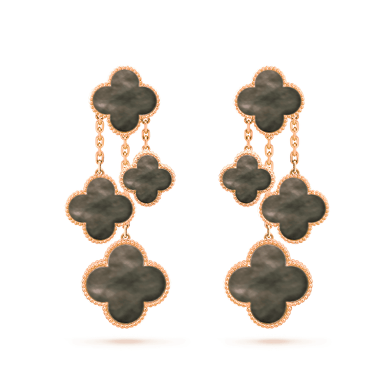 Mysitc CLOVER EARRINGS DARK MOP 4 MOTIFS ROSE GOLD