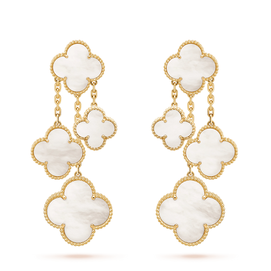 Mysitc CLOVER EARRINGS WHITE MOP 4 MOTIFS GOLD