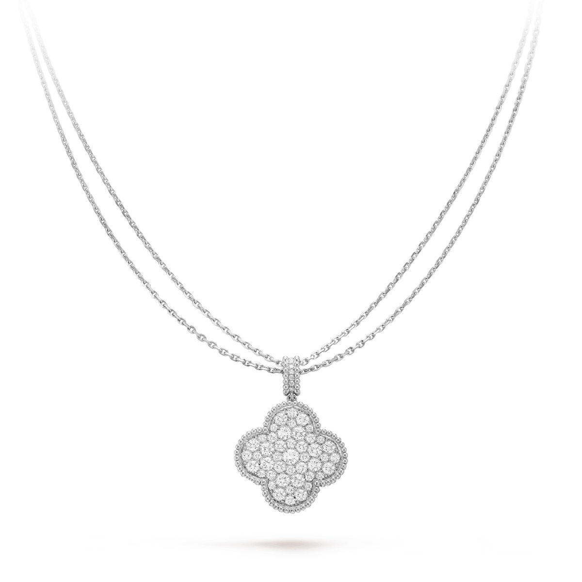 Mystic CLOVER 25MM SILBER VOLL DIAMANT GROSSE KLEE HALSKETTE