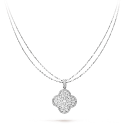 Mystic CLOVER 25MM SILBER VOLL DIAMANT GROSSE KLEE HALSKETTE