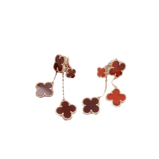 Mysitc CLOVER EARRINGS CARNELIAN 4 MOTIFS PINK GOLD