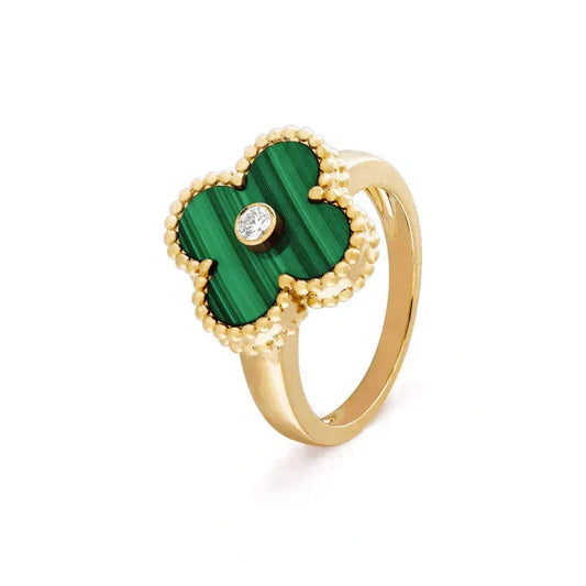 Mysitc CLOVER MALACHITE RING GOLD DIAMOND